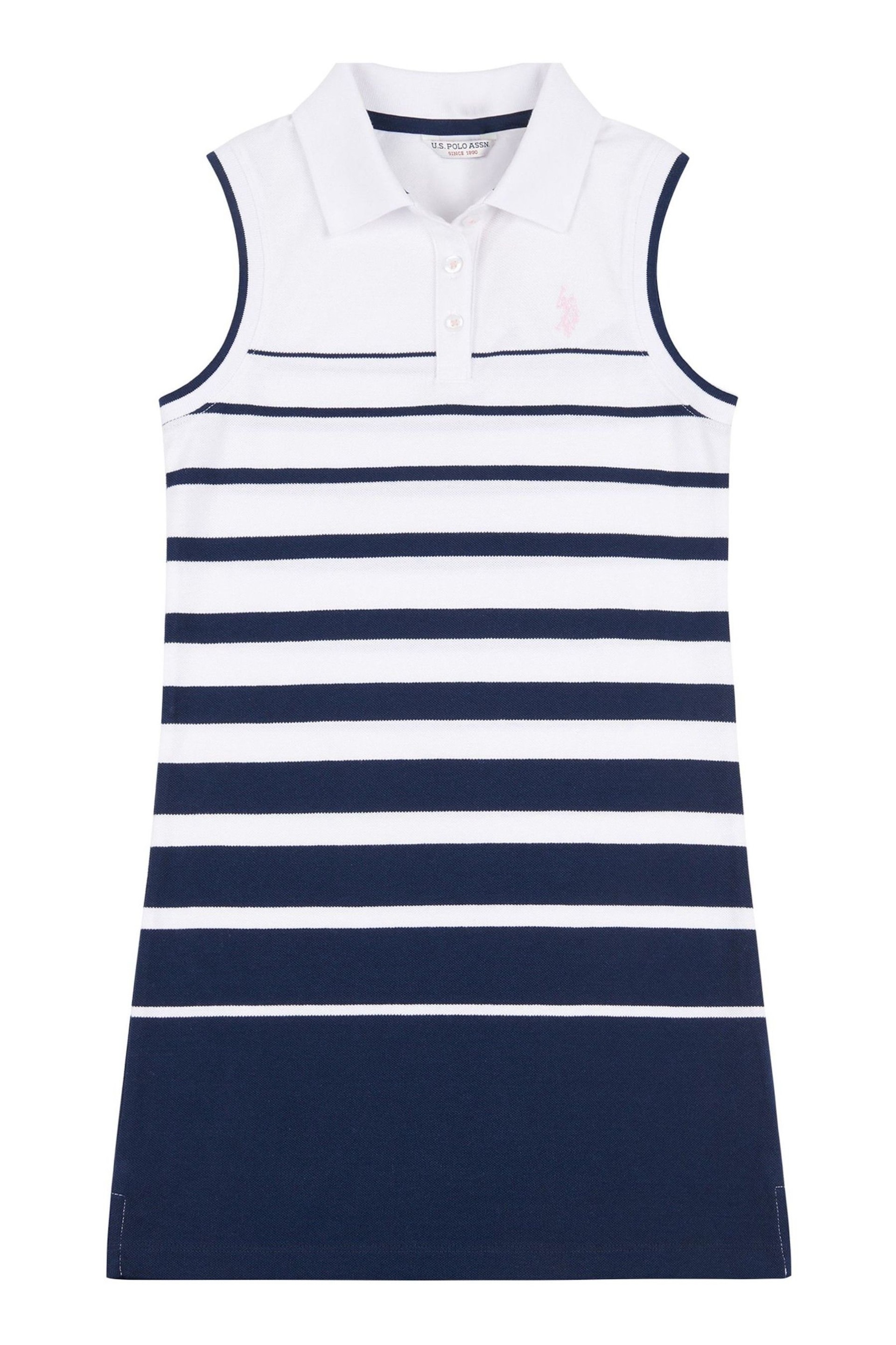 U.S. Polo Assn. Girls Blue Striped Sleeveless Polo Dress - Image 5 of 6