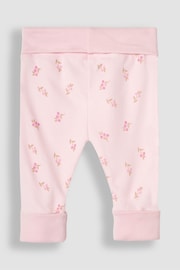 JoJo Maman Bébé Pink 3-Piece Rib Body, Floral Trousers & Hat Set - Image 5 of 7