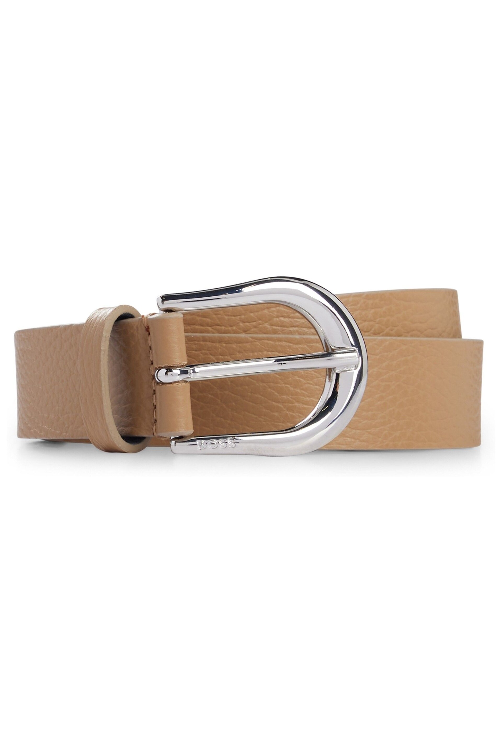BOSS Natural Italian-Leather Belt With Polished Silver Hardware - Image 1 of 5