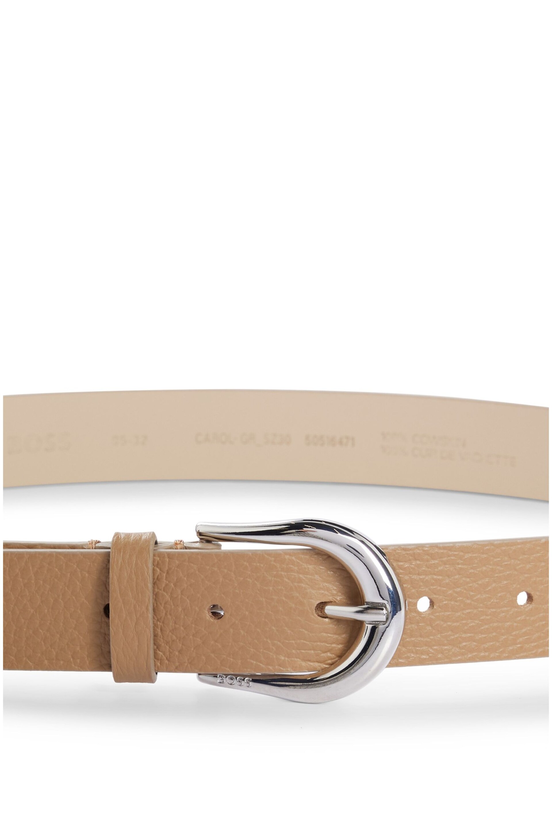 BOSS Natural Italian-Leather Belt With Polished Silver Hardware - Image 2 of 5