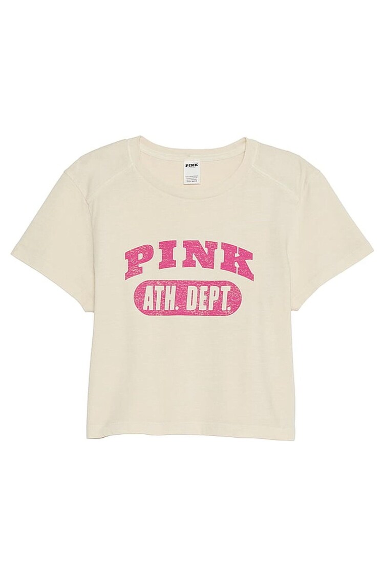 Victoria's Secret PINK White Shell Crop Dreamer T-Shirt - Image 3 of 3