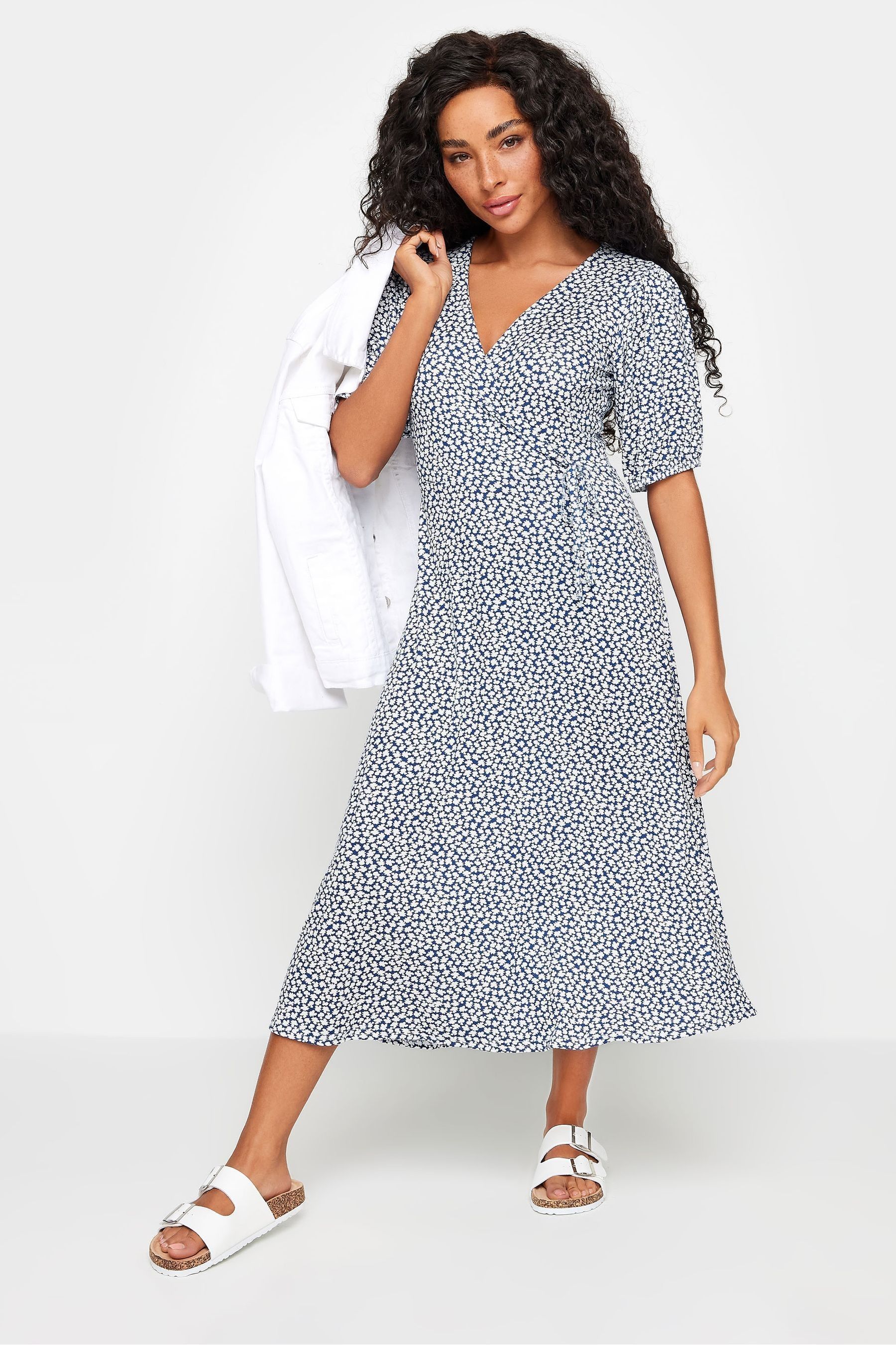 Petite midi wrap dress store