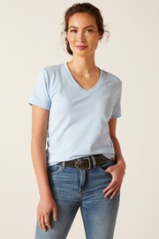 Ariat Blue Fairford Chambray Short Sleeve T-Shirt - Image 1 of 4