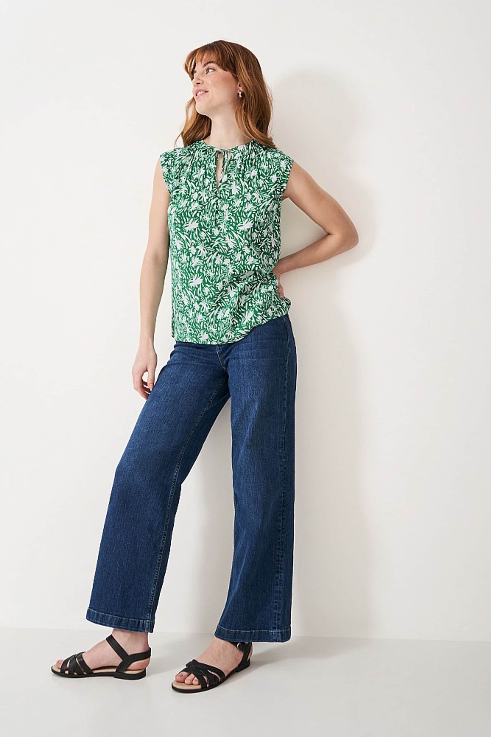 Crew Clothing Company Green Floral Viscose Relaxed Blouse - Image 1 of 4