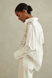 Reiss Ivory Delaney Cotton Burnout Floral Shirt - Image 4 of 5