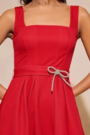 Lipsy Red Premium Diamante Bow Belt Midi Dress - Image 6 of 6