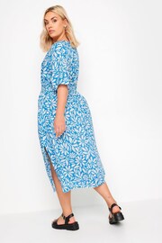 Yours Curve Blue LIMITED COLLECTION  Floral Print Linen Midaxi Dress - Image 3 of 5