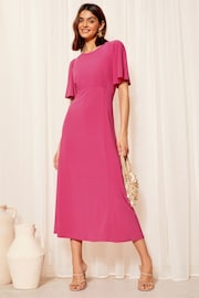 Friends Like These Pink ITY Angel Shorts Sleeve Midi Dress - Image 1 of 4
