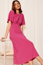 Friends Like These Pink ITY Angel Shorts Sleeve Midi Dress - Image 3 of 4