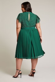 Yours London Curve Green Emerald Lace Wrap Midi Dress - Image 3 of 5