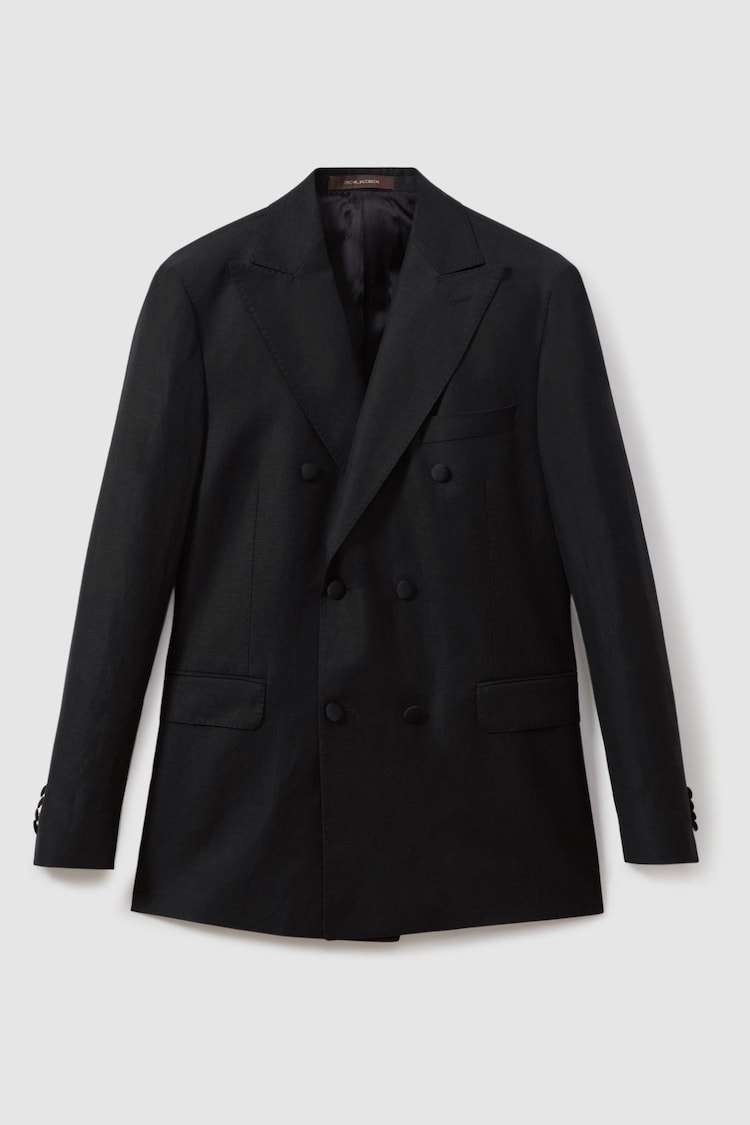 Oscar Jacobson Wool-Linen Double Breasted Blazer - Image 2 of 7