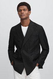 Oscar Jacobson Wool-Linen Double Breasted Blazer - Image 3 of 7