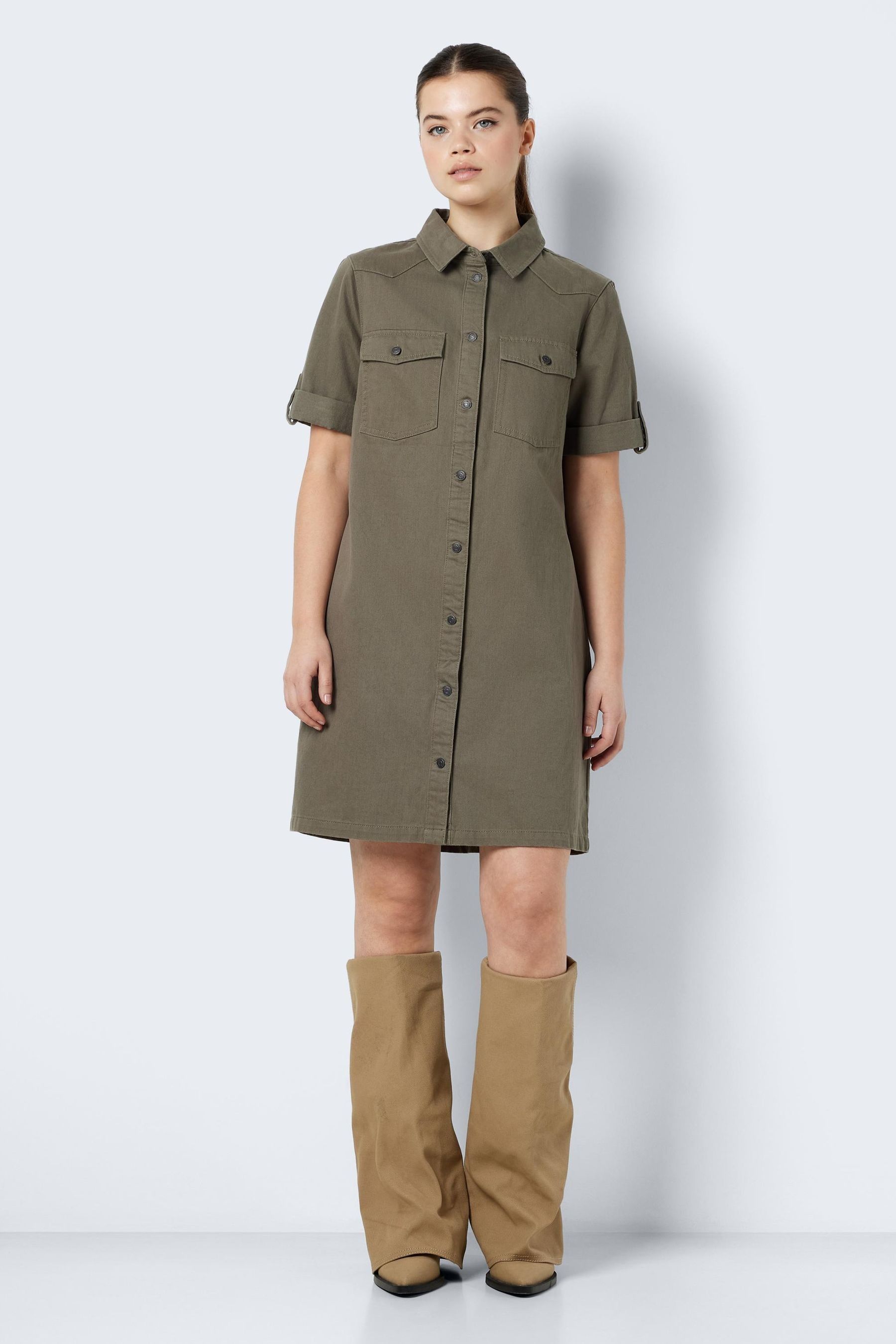 Buy NOISY MAY Green 100 Cotton Utility Denim Dress from Next Germany