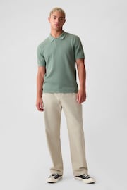 Gap Green Cotton Textured Short Sleeve Polo Shirt - Image 3 of 4