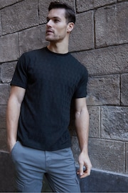 Threadbare Black Texture Relaxed Fit Textured T-Shirt - Image 1 of 4