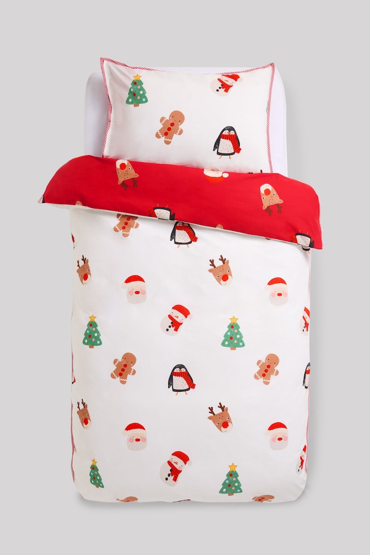 Red Characters Christmas Duvet Cover and Pillowcase Set - Image 2 of 4