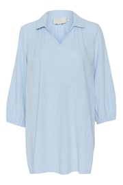 Kaffe Casual Fit Blue Emily Johnny Collar 100% Cotton Tunic - Image 5 of 6