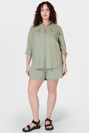 Sweaty Betty Savannah Green Summer Stretch Linen Utility Shirt - Image 4 of 8