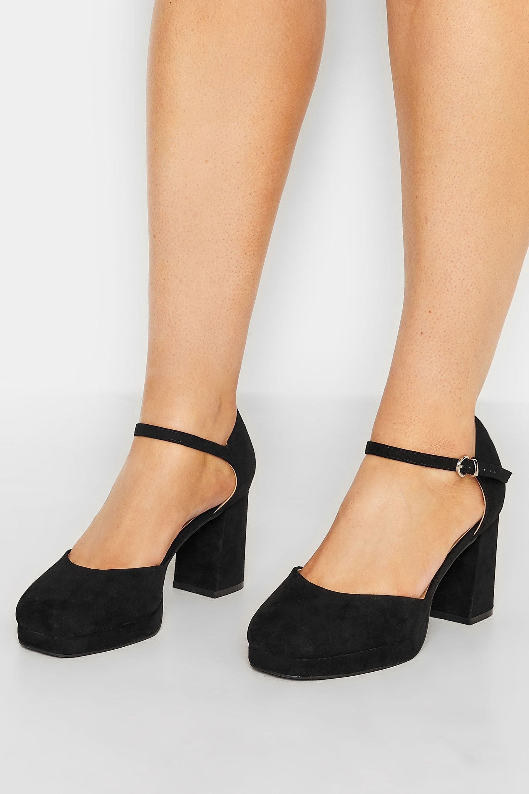 Yours Curve Black Extra Wide Fit Platform Court Shoes