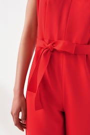 VILA Red Tie Waist Smart Jumpsuit - Image 4 of 6