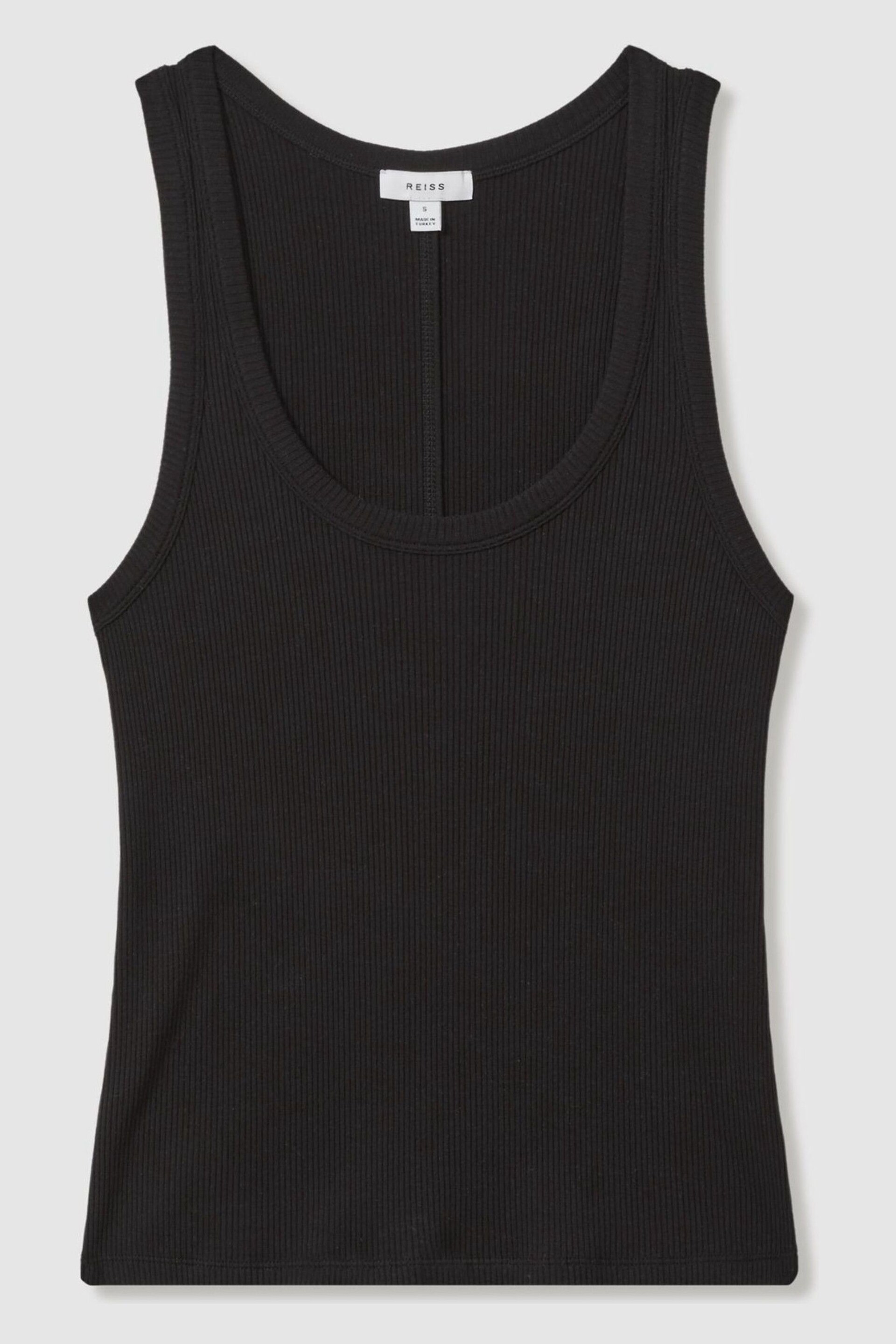 Reiss Black Elle Ribbed Cotton Blend Vest - Image 2 of 6