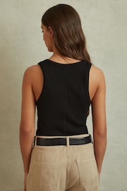 Reiss Black Elle Ribbed Cotton Blend Vest - Image 5 of 6