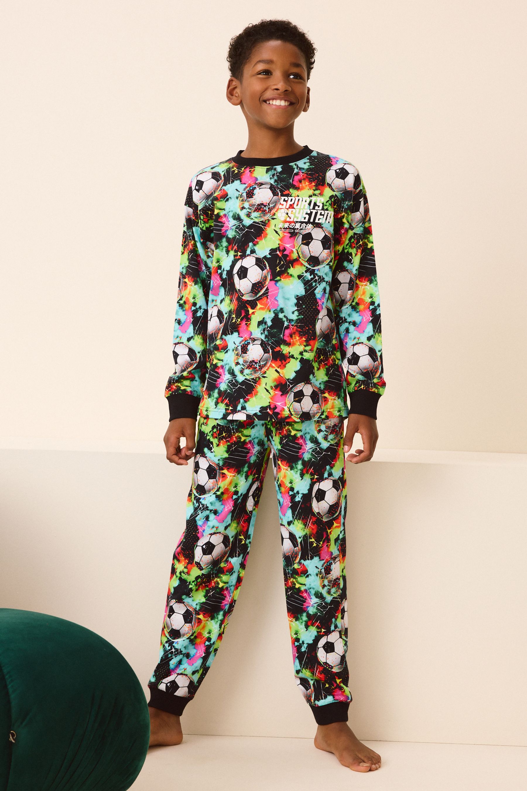 Buy Multi Bright Football Single 100 Cotton Pyjamas 3 16yrs from the Next UK online shop
