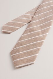 Ted Baker Cream Niels Linen Stripe Silk Tie - Image 2 of 3