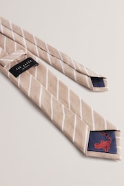 Ted Baker Cream Niels Linen Stripe Silk Tie - Image 3 of 3