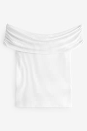 White Bardot Off The Shoulder Ribbed Top - Image 6 of 7