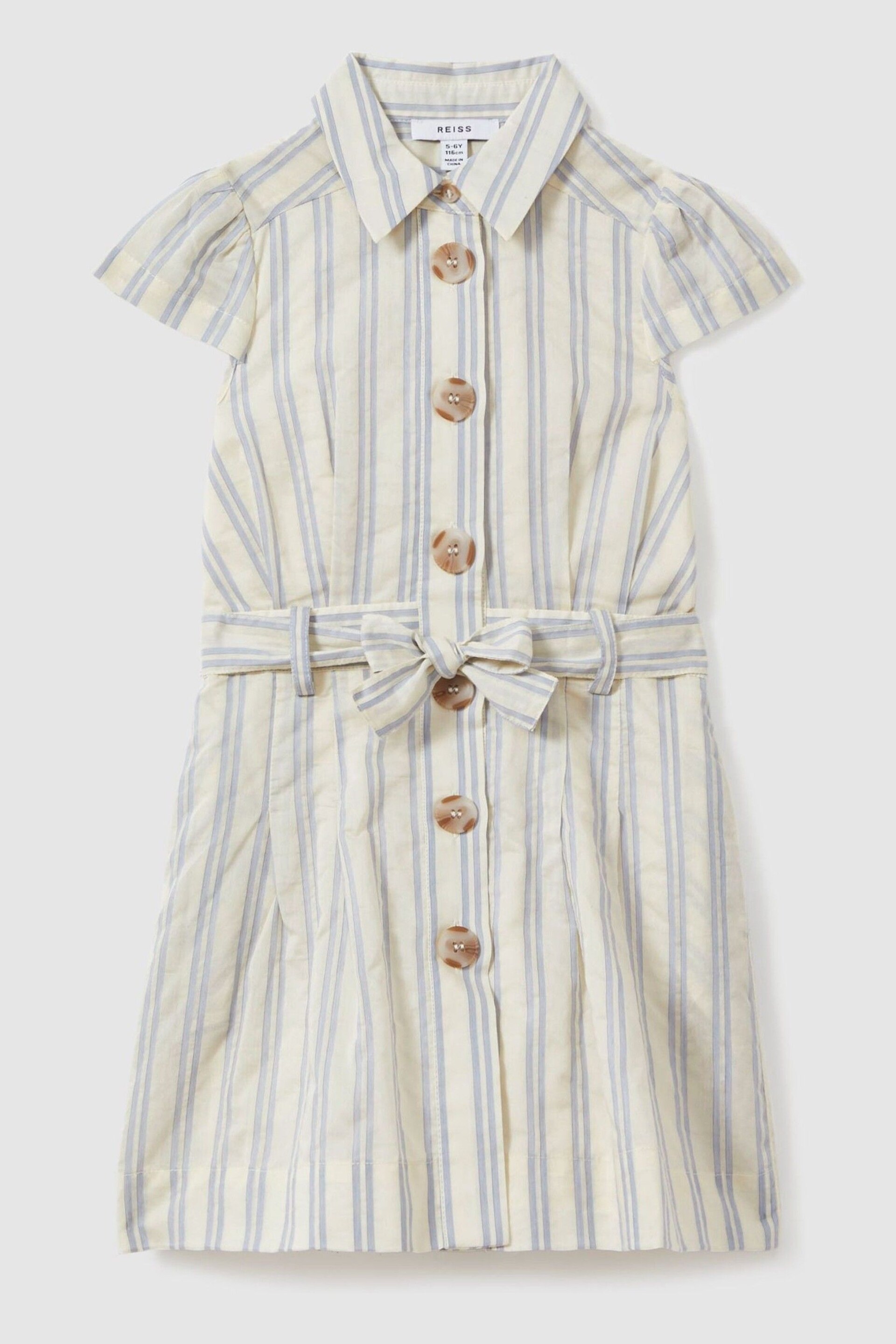 Reiss Blue Selena Junior Cotton-Silk Striped Dress - Image 2 of 5