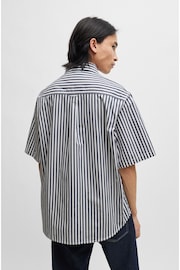 HUGO Oversized Fit Blue Shirt in Striped Cotton Chambray - Image 5 of 6