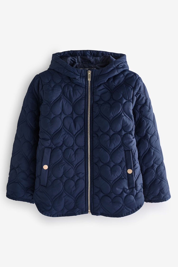 River Island Blue Girls Lightweight Heart Padded Coat - Image 2 of 3