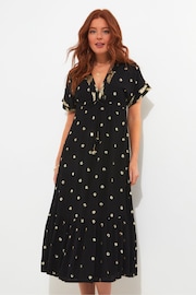 Joe Browns Dark Black Sparkle Sequin Dot Tiered Kimono Style Maxi Dress - Image 2 of 7