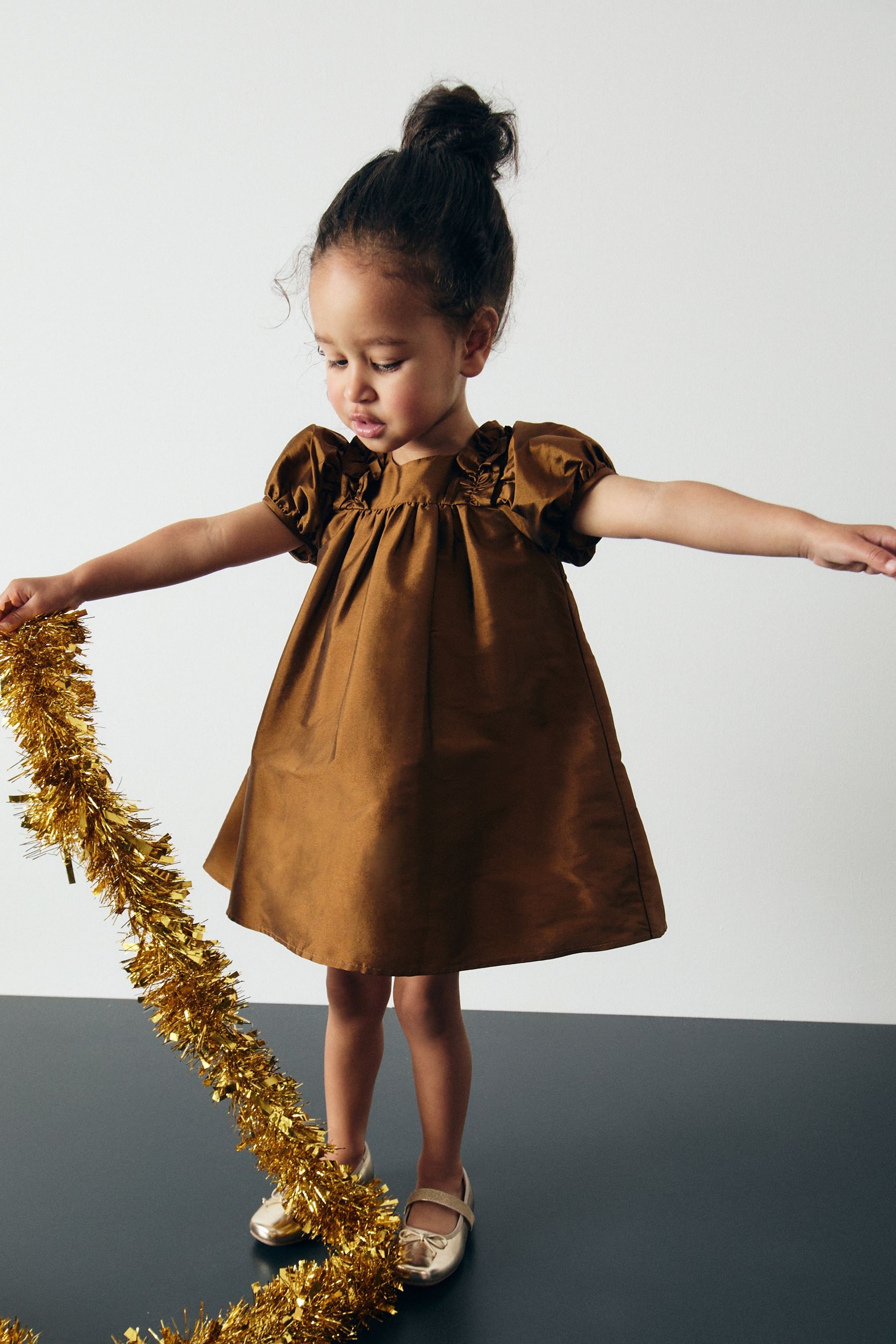 Little girl olive green dress top