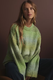 Green Boucle Knitted Crew Neck Jumper - Image 4 of 8