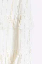River Island Cream Mini Girls Coral Sparkle Tiered Dress - Image 4 of 4
