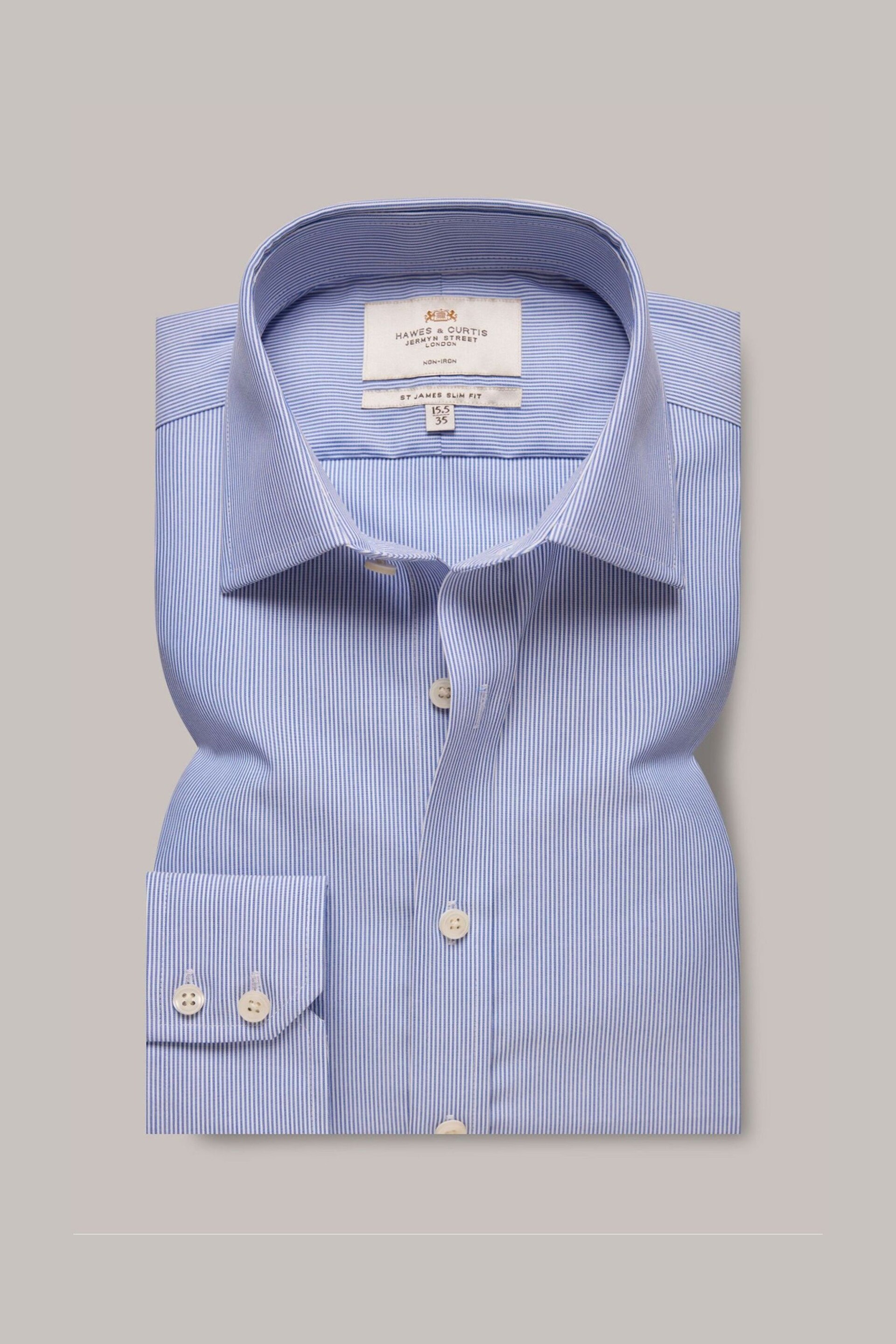 Hawes & Curtis Slim Blue Non-Iron Fine Stripe Shirt - Image 1 of 3