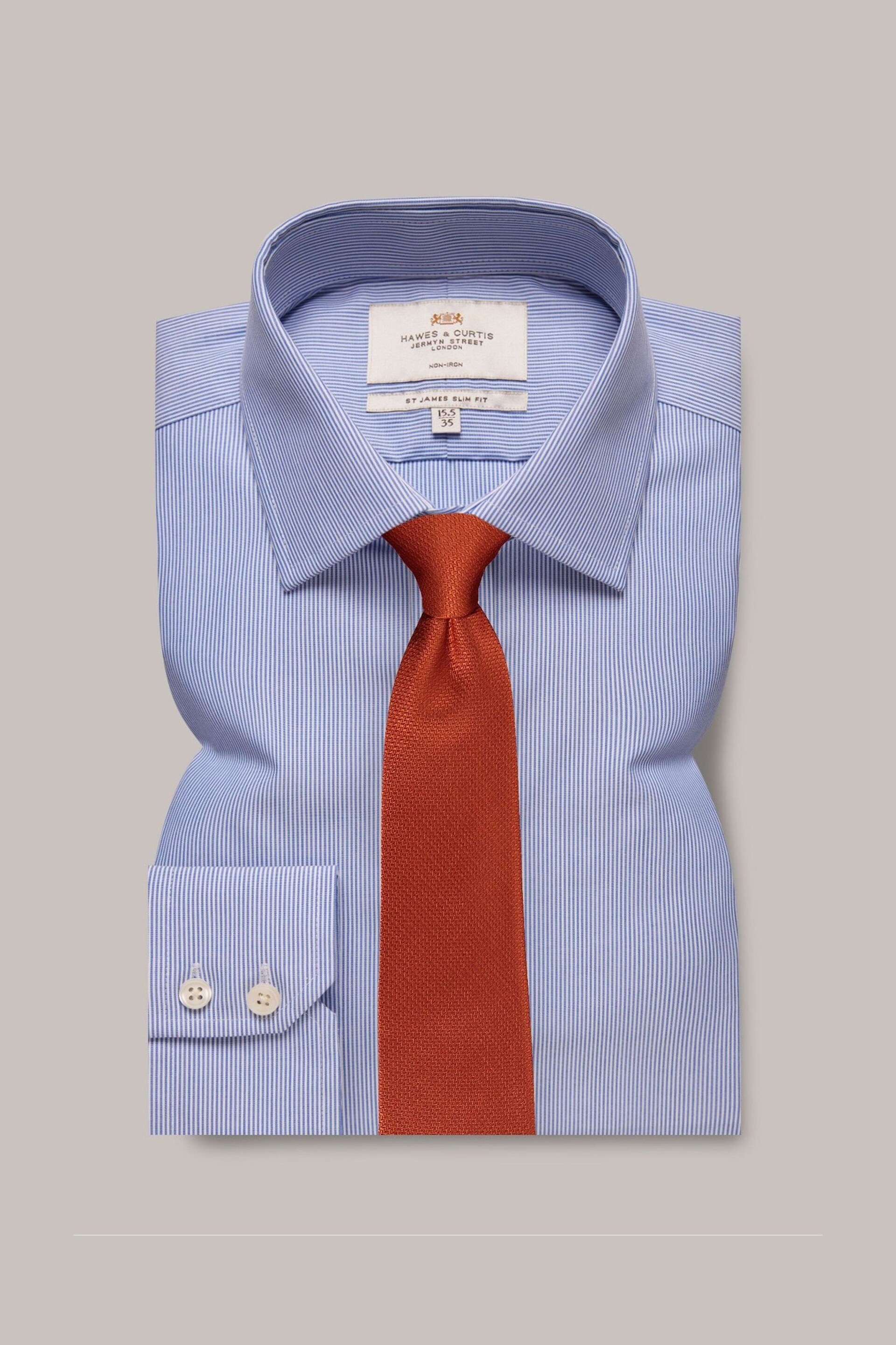 Hawes & Curtis Slim Blue Non-Iron Fine Stripe Shirt - Image 2 of 3