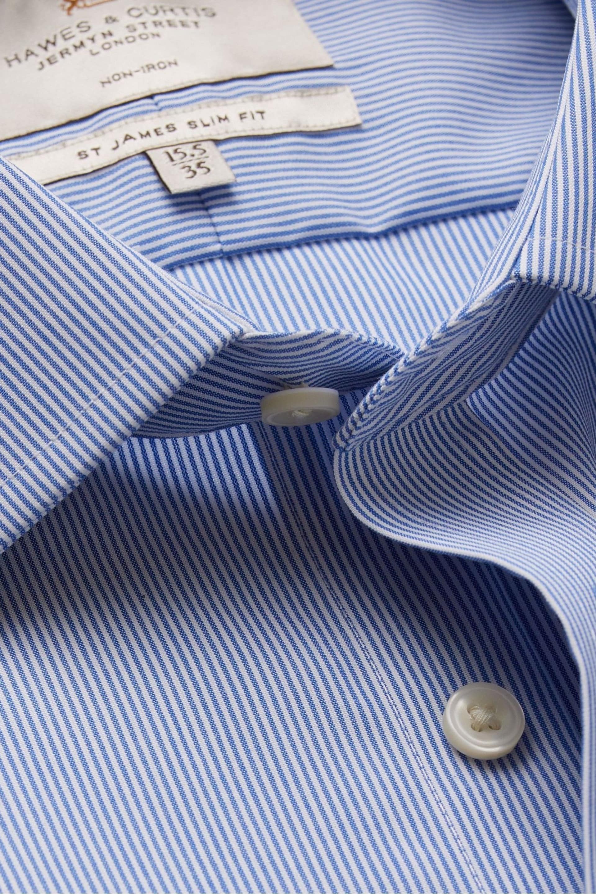 Hawes & Curtis Slim Blue Non-Iron Fine Stripe Shirt - Image 3 of 3