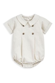 Mamas & Papas Laura Ashley Beige Linen Brown Romper - Image 2 of 3