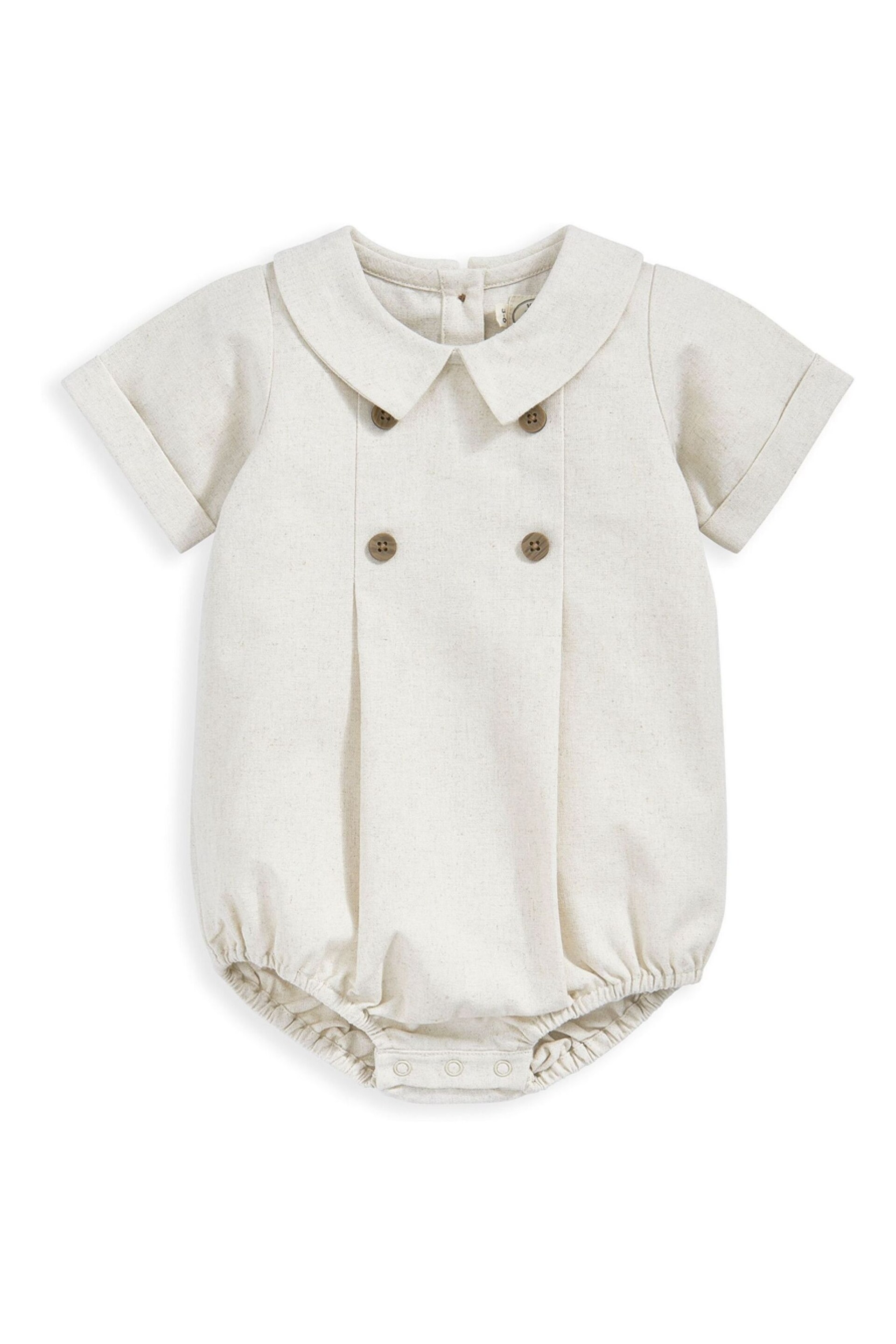 Mamas & Papas Laura Ashley Beige Linen Brown Romper - Image 2 of 3