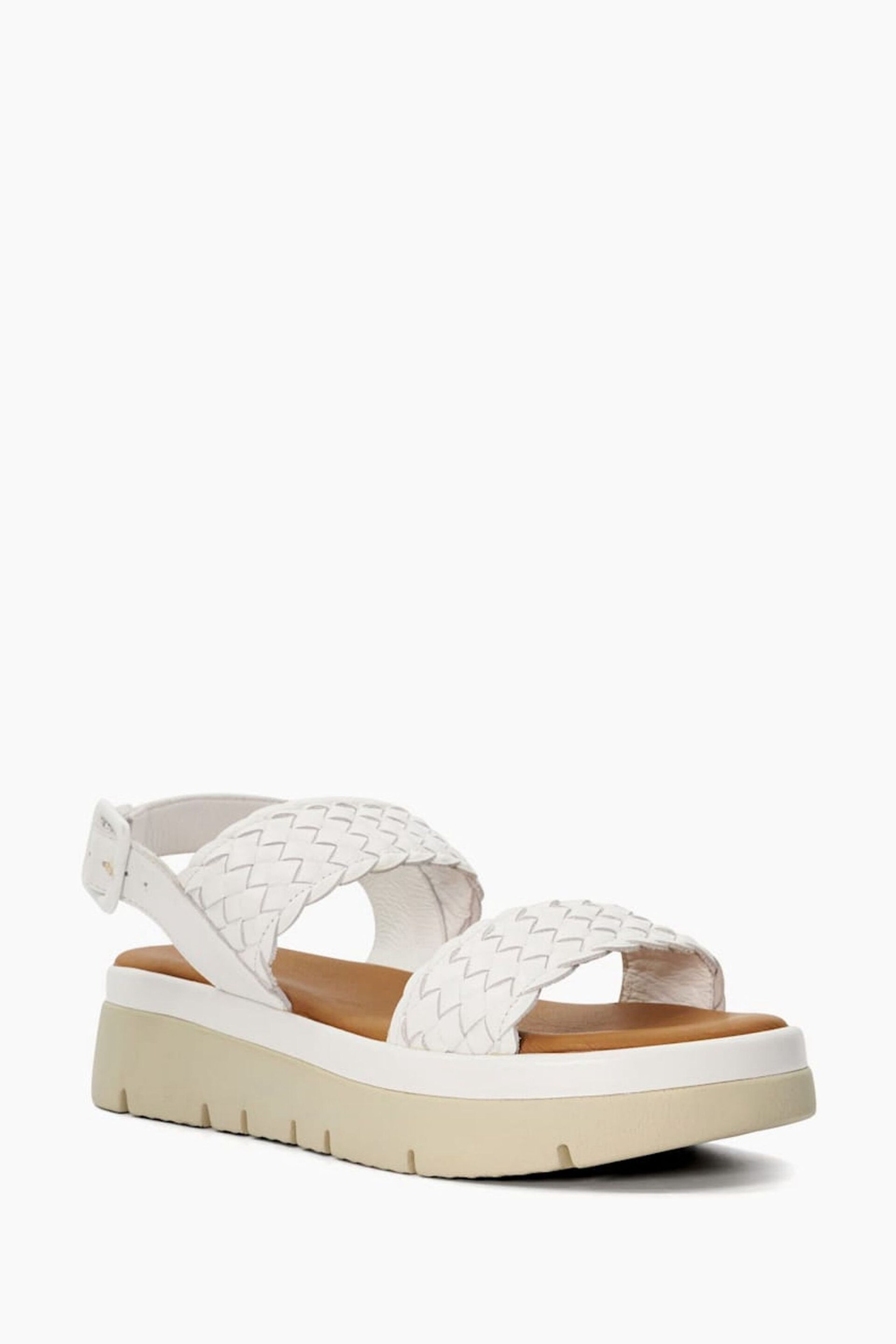 Dune London White Lorris Woven Strap Soft Volu Sandals - Image 4 of 5