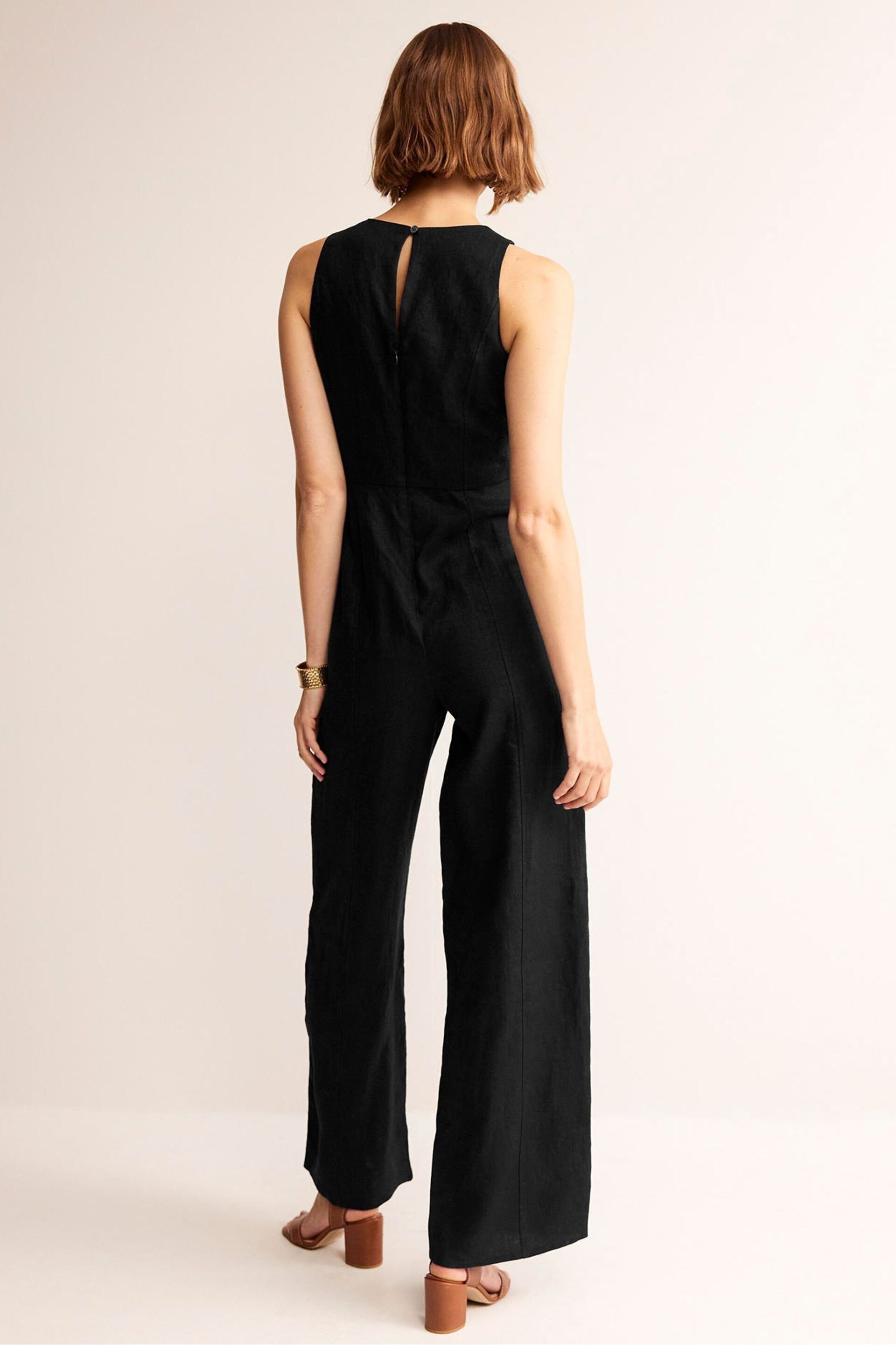 Boden Black Carla Linen Jumpsuit - Image 4 of 5