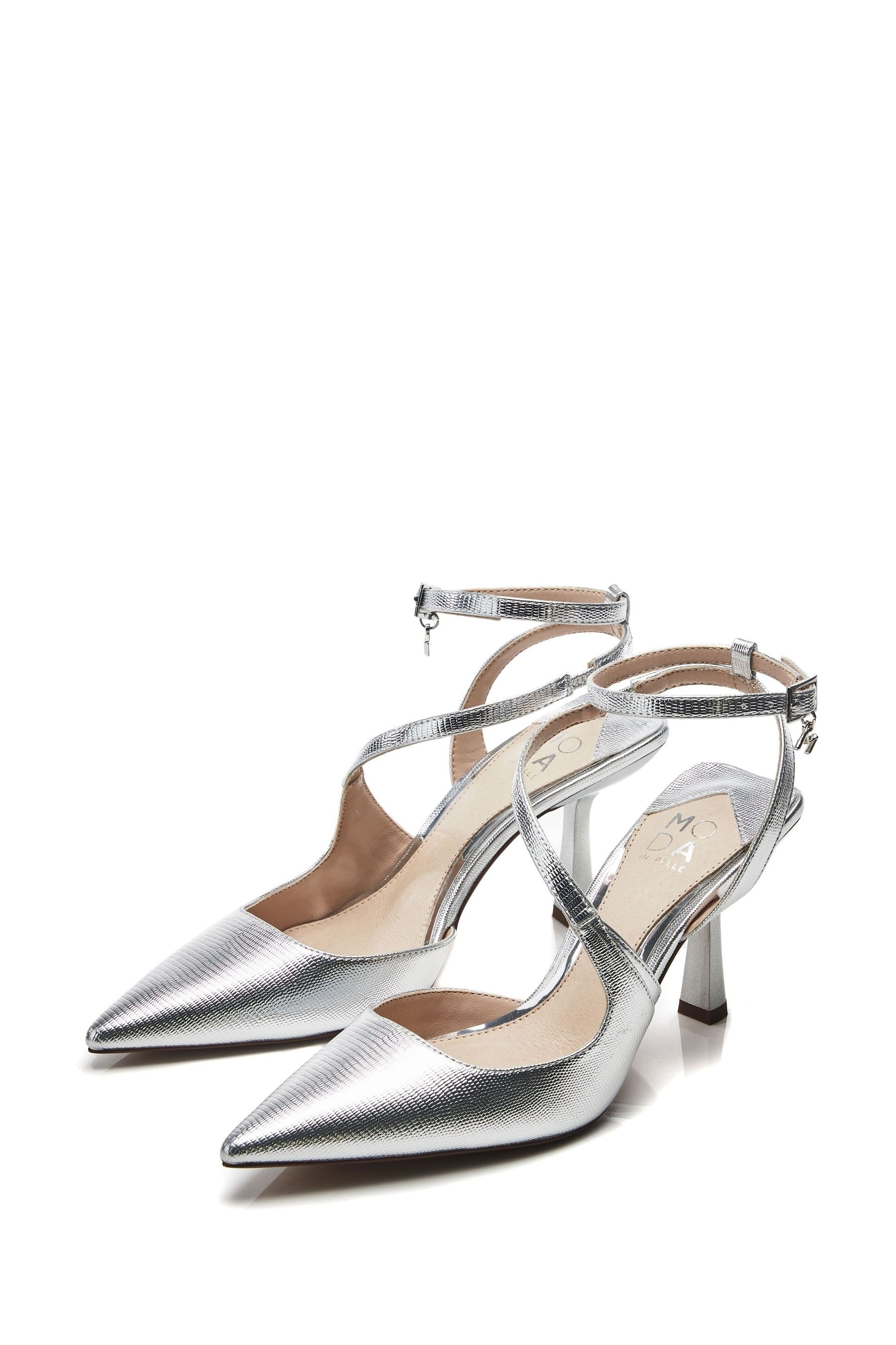 Buy Moda in Pelle Gold Cyanna Kitten Heel Strappy Pointed Shoes from Next Luxembourg