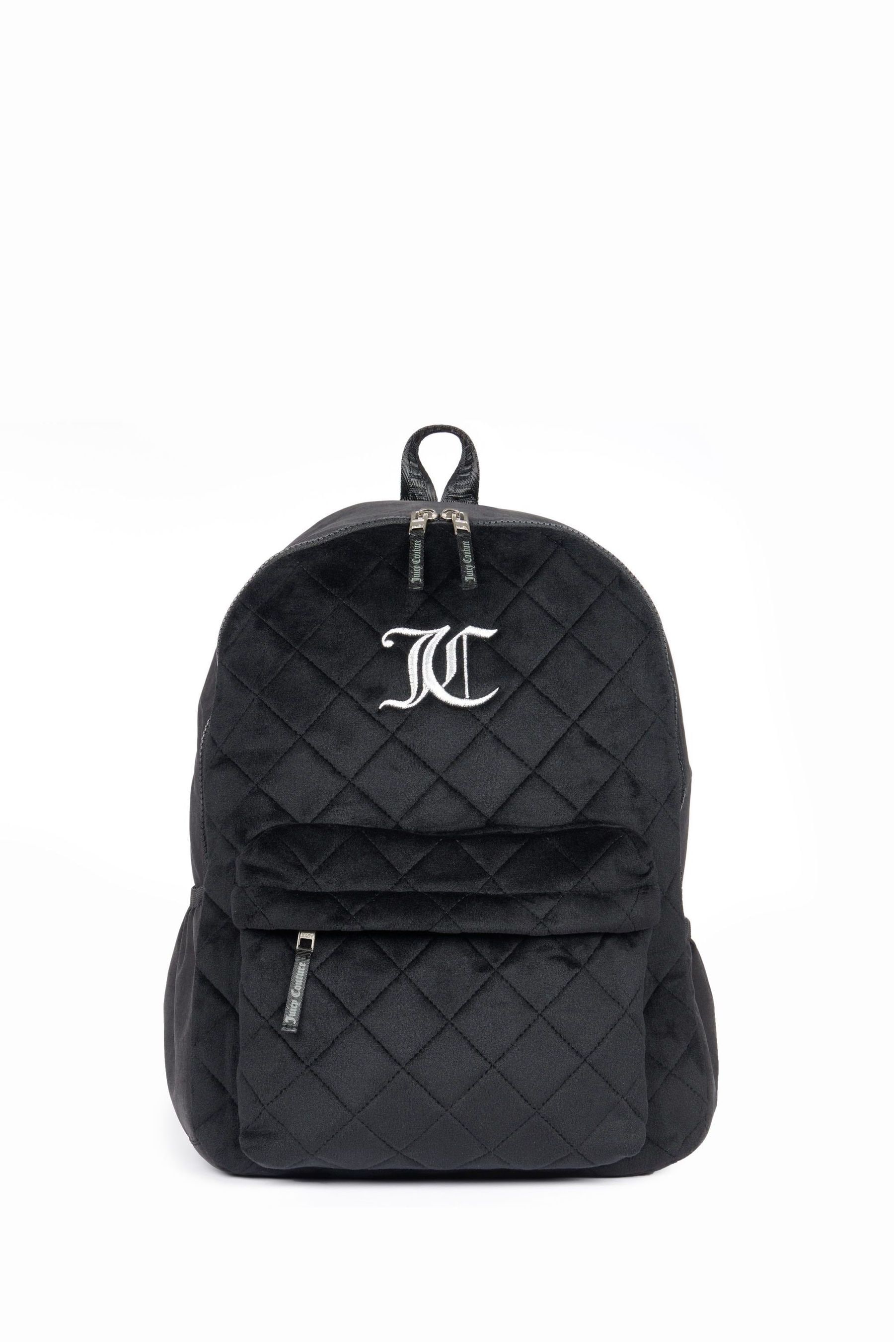 Juicy Couture Black Girls Quilted Velour Backpack