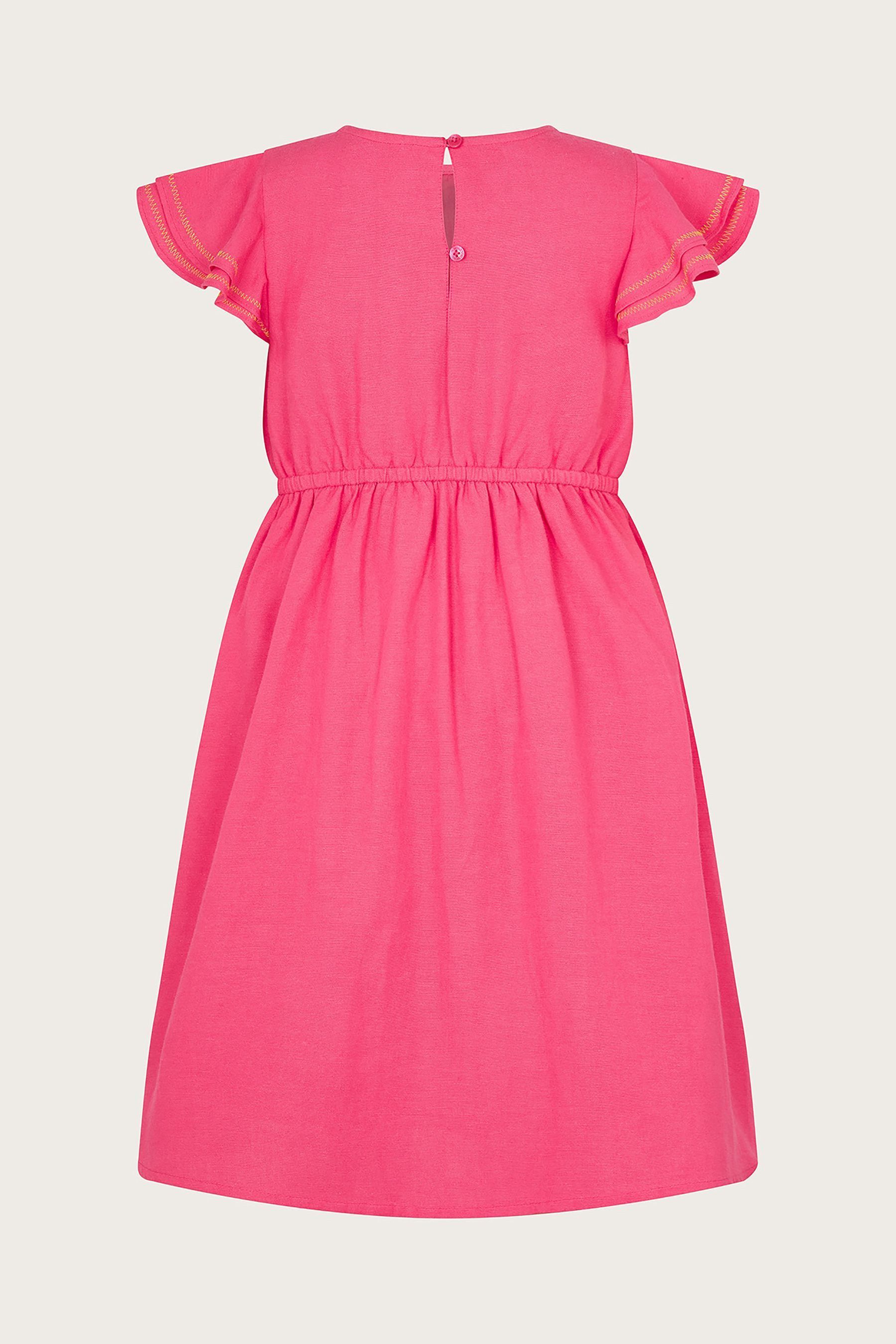 Buy Monsoon Pink Embroidered Skater Dress With Linen from Next Oman
