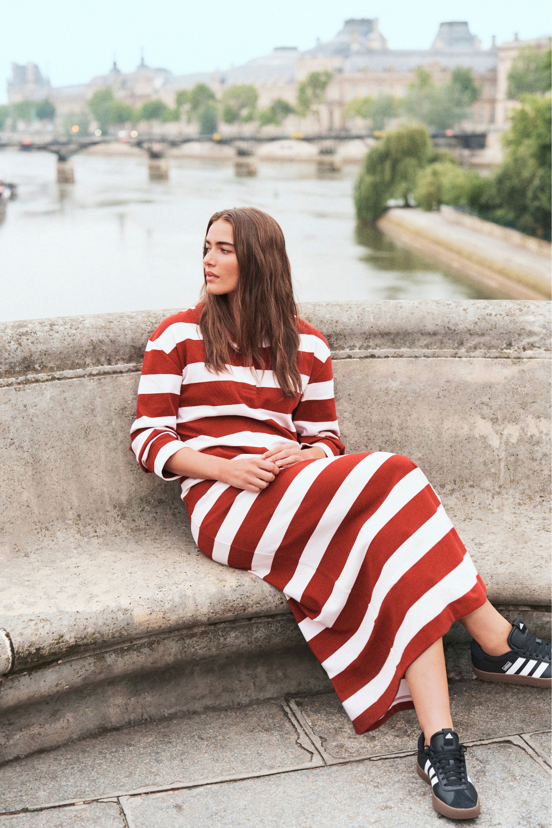 Pink striped shirt dress best sale