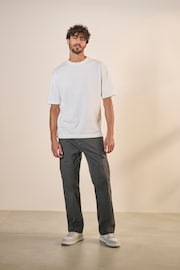 Charcoal Grey/Navy Blue Straight Fit Cotton Rich Stretch Cargo Trousers 2 Pack - Image 5 of 16