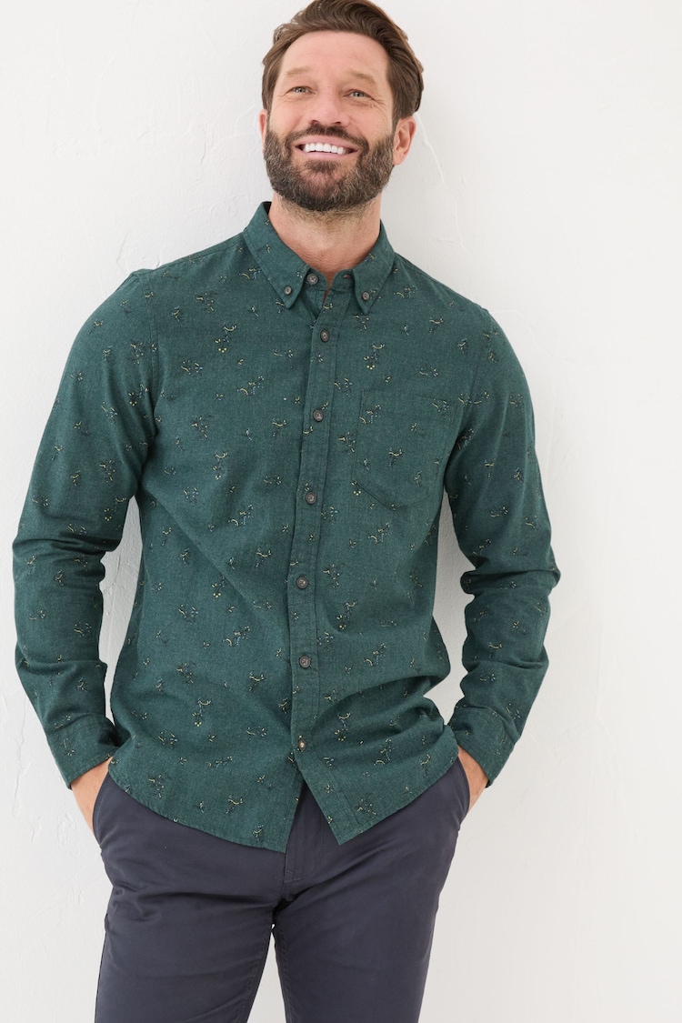 FatFace Teal Blue Burgess Floral Print Shirt - Image 1 of 5